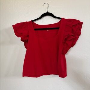 A New Day Red Ruffle Sleeve Top